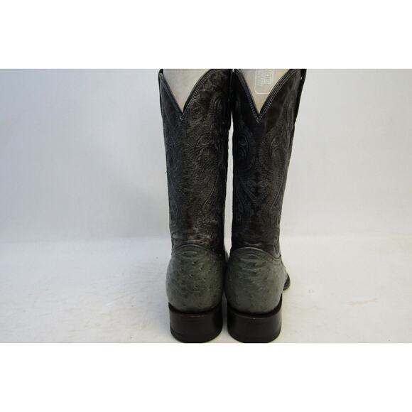 Correcaminos Mens Size 9 Black Leather Gray Smooth Ostrich Cowboy Boots main image 8